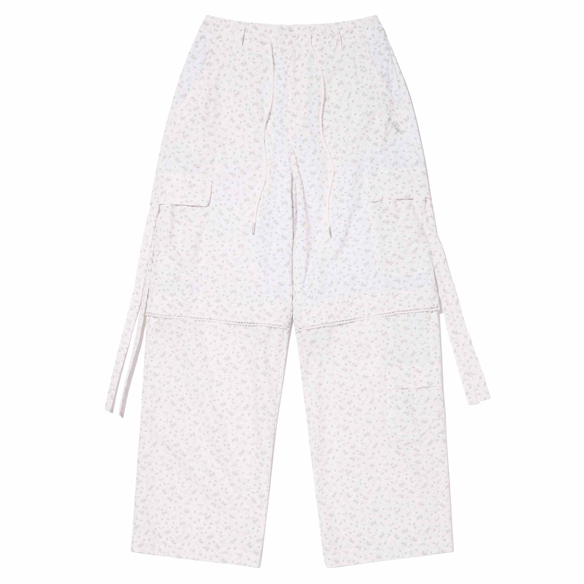 リボンディテールツーウェイナイロンパンツ【ホワイト】