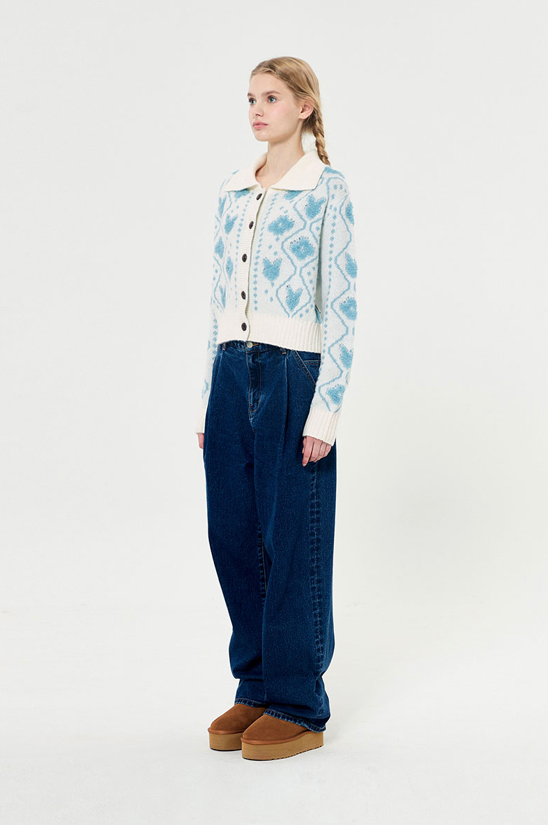 ウィッティバニージャガードカーディガン【アイボリー】