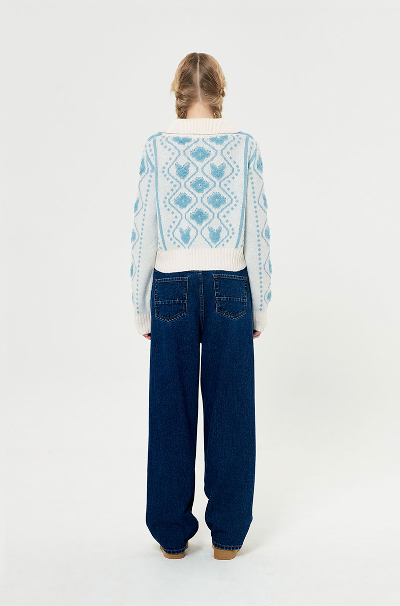 ウィッティバニージャガードカーディガン【アイボリー】