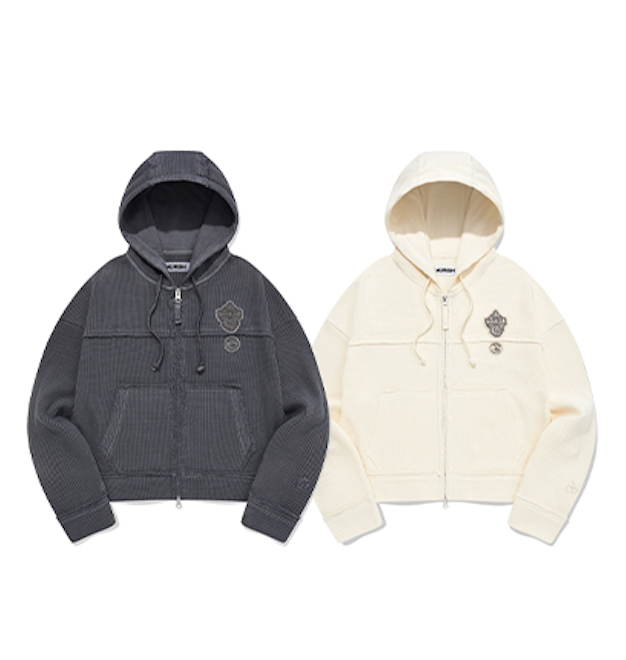 ピグメント ウォッシング フーディ ジップアップ【チャコール】