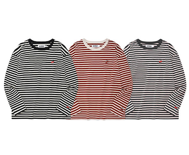 チェリーストライプロングスリーブTシャツ【レッド】