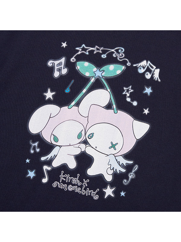 KIRSH X SUNONEBIRD ラビットチェリールーズフィット Tシャツ【ホワイト】