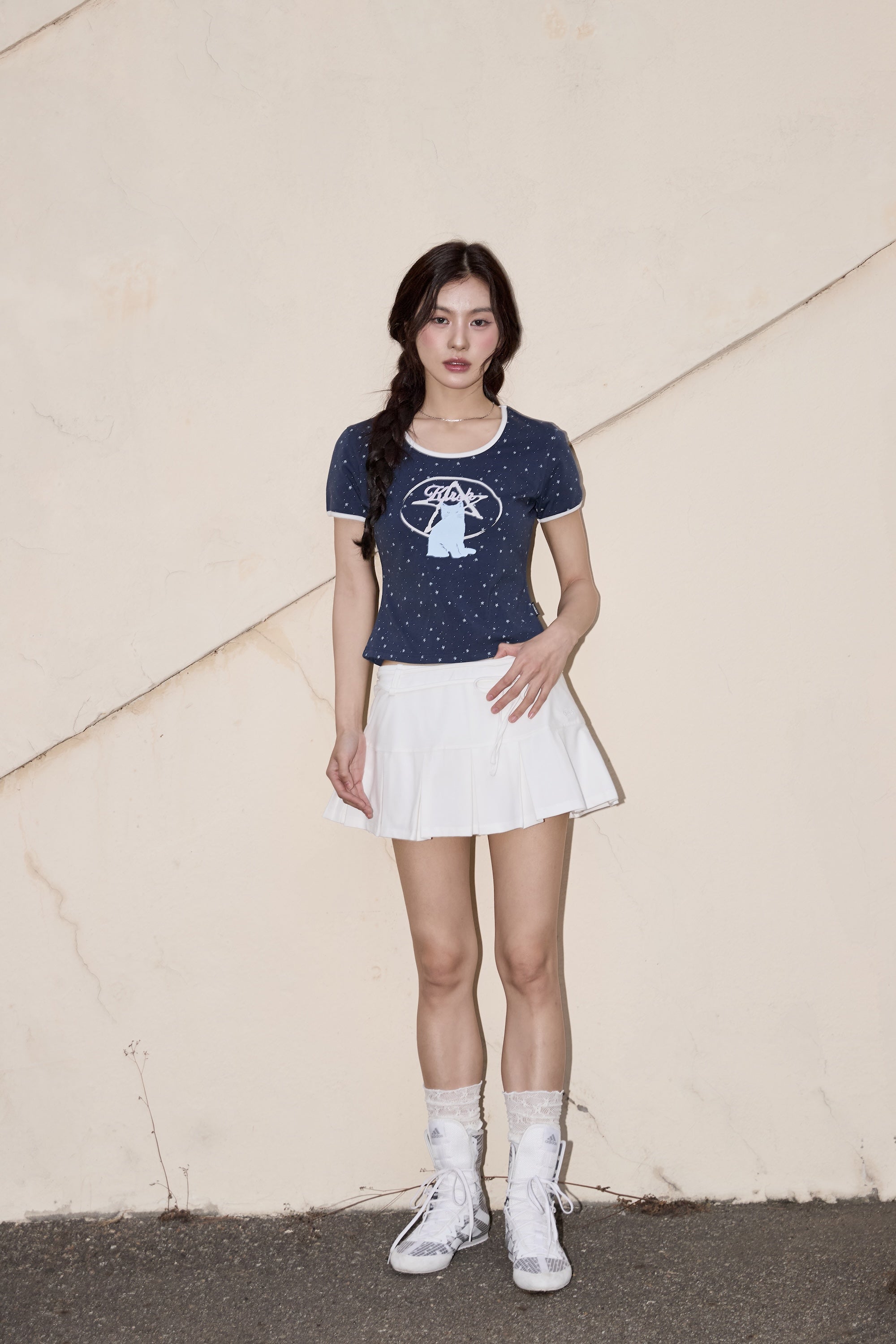 オールオーバープリントユーネックリンガーTシャツ【グリーン】
