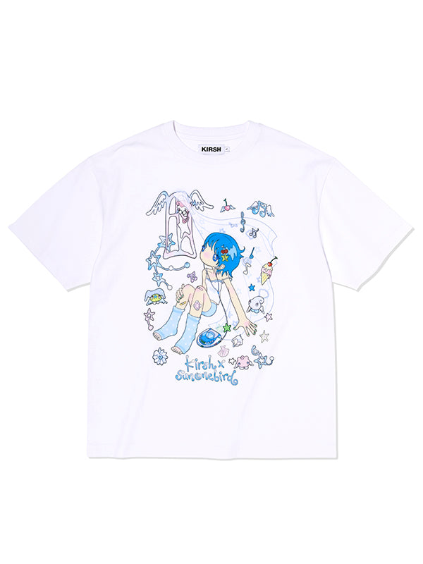 KIRSH X SUNONEBIRD メイングラフィックビックオーバーサイズ Tシャツ【ホワイト】