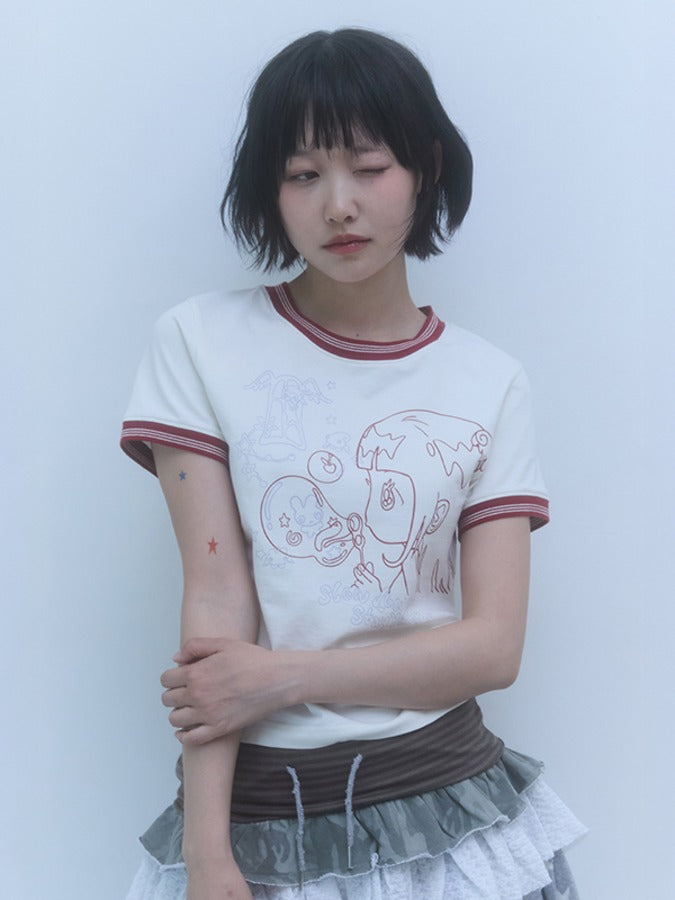 KIRSH X SUNONEBIRD リンガー Tシャツ【ライトイエロー】