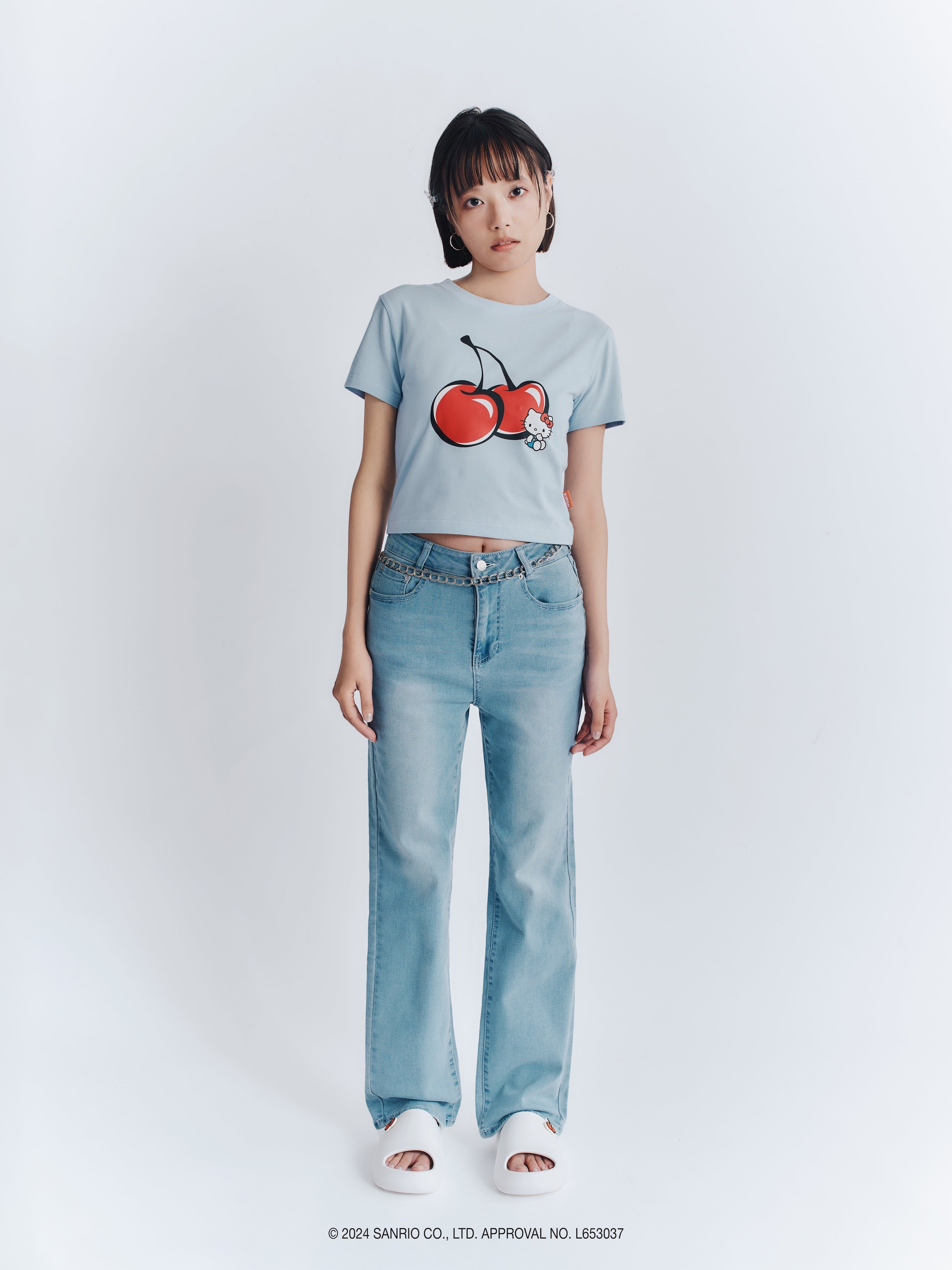 【KIRSH X HELLO KITTY】チェリークロップTシャツ【サーモン】