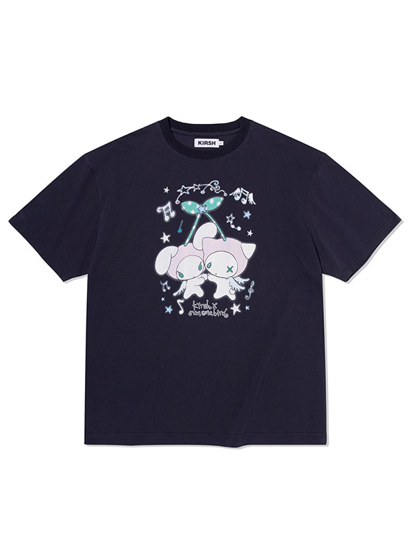 KIRSH X SUNONEBIRD ラビットチェリールーズフィット Tシャツ【ダークネイビー】