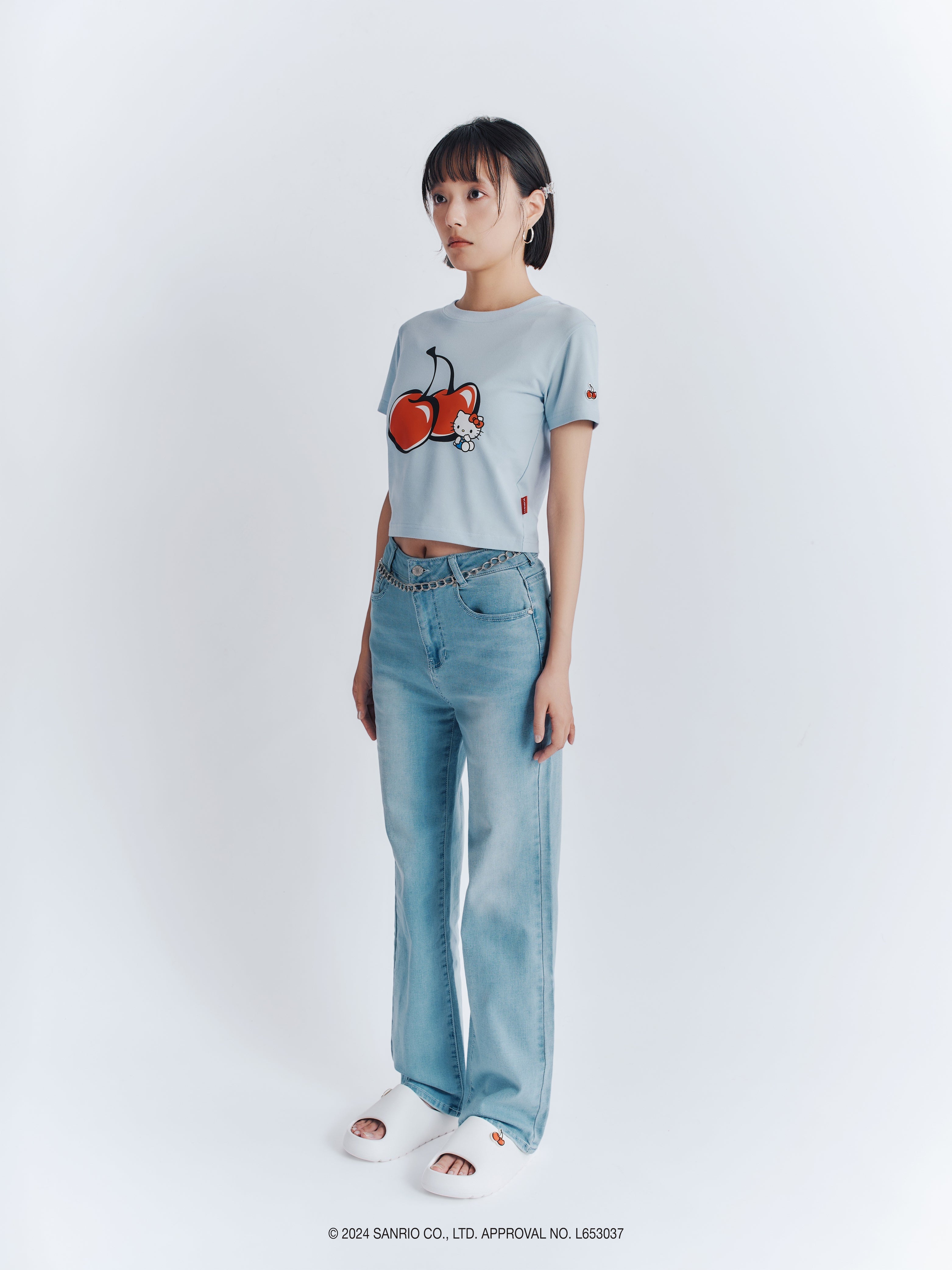 【KIRSH X HELLO KITTY】チェリークロップTシャツ【サーモン】