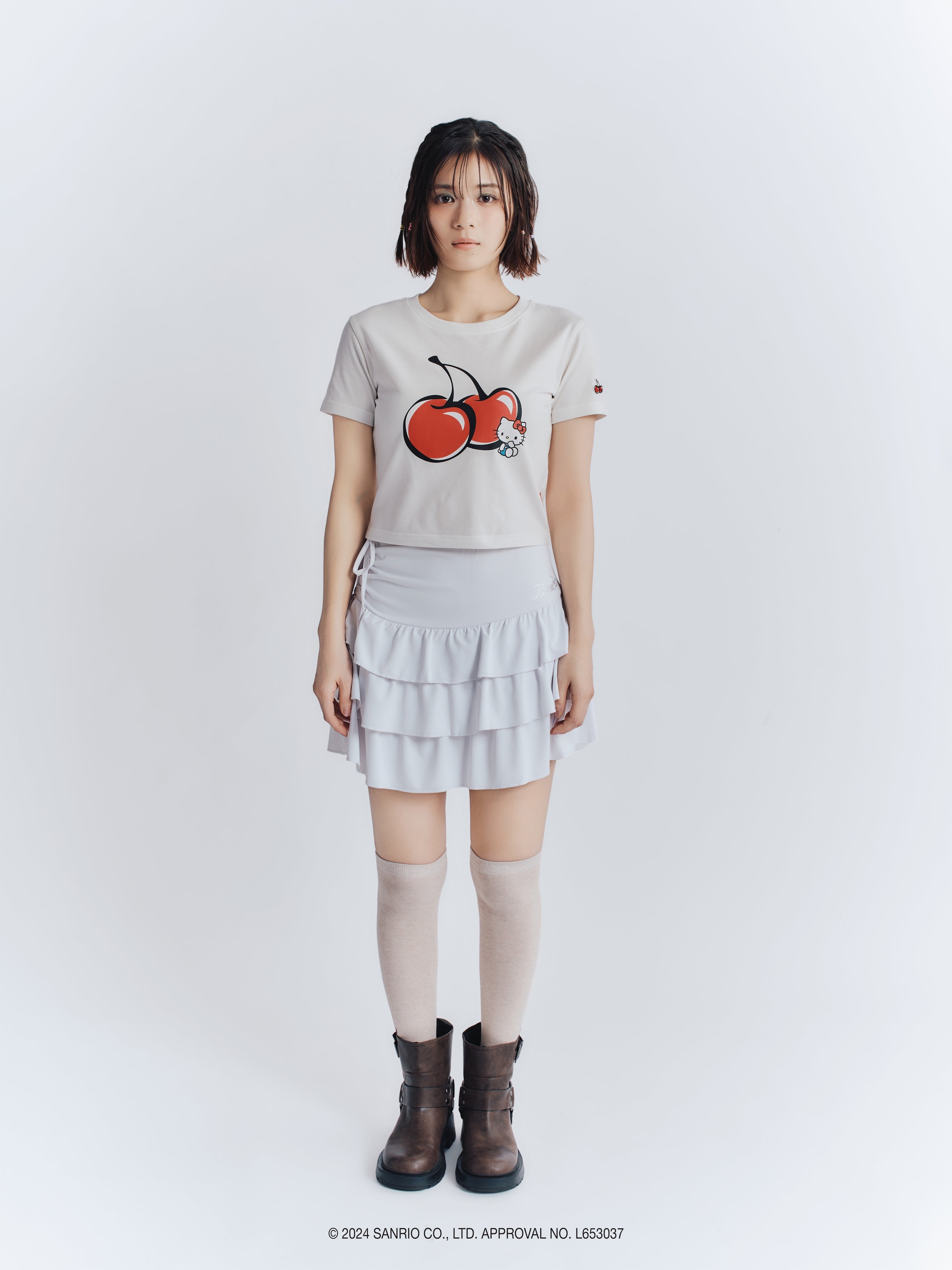 【KIRSH X HELLO KITTY】チェリークロップTシャツ【サーモン】