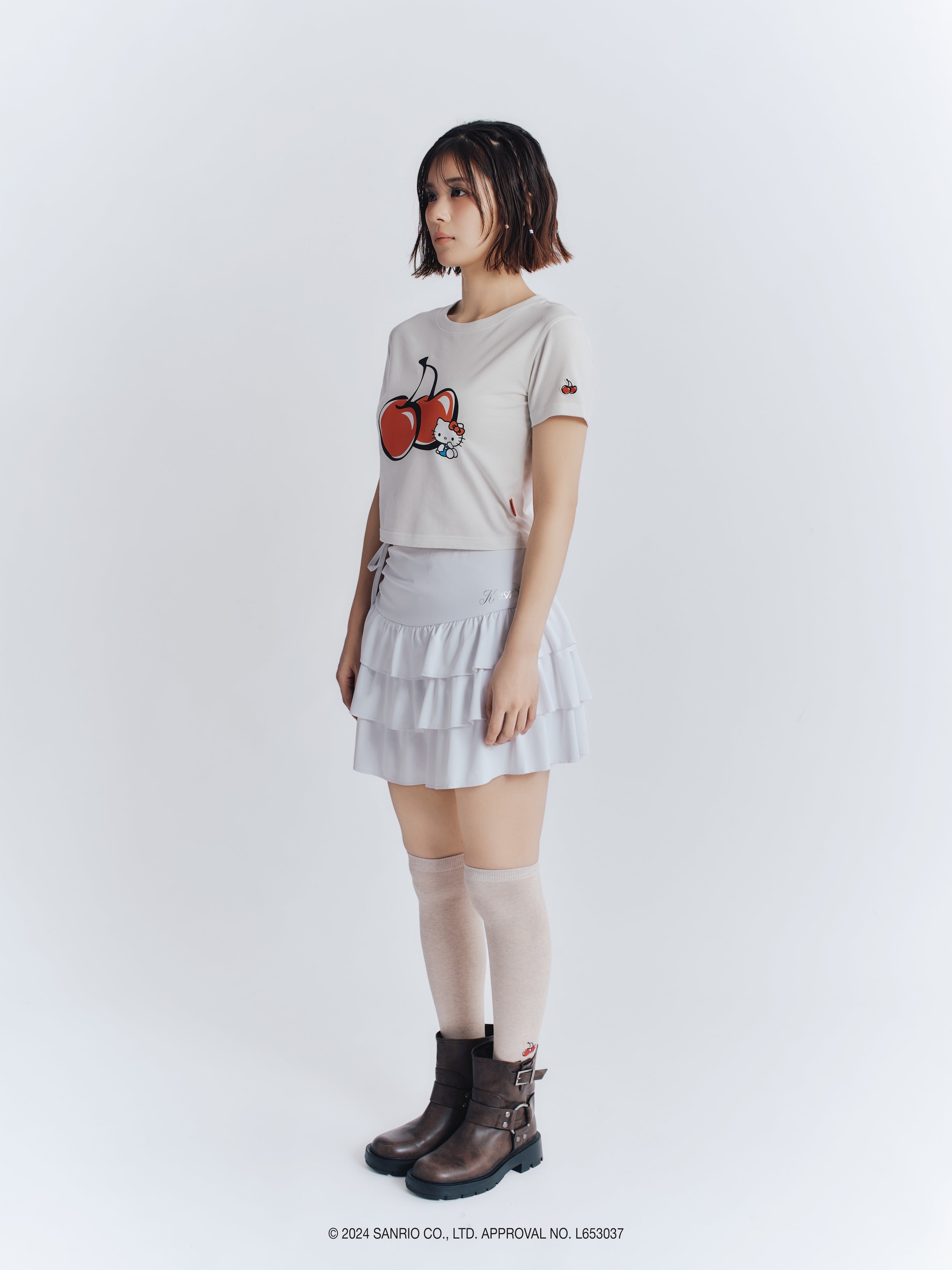 【KIRSH X HELLO KITTY】チェリークロップTシャツ【サーモン】