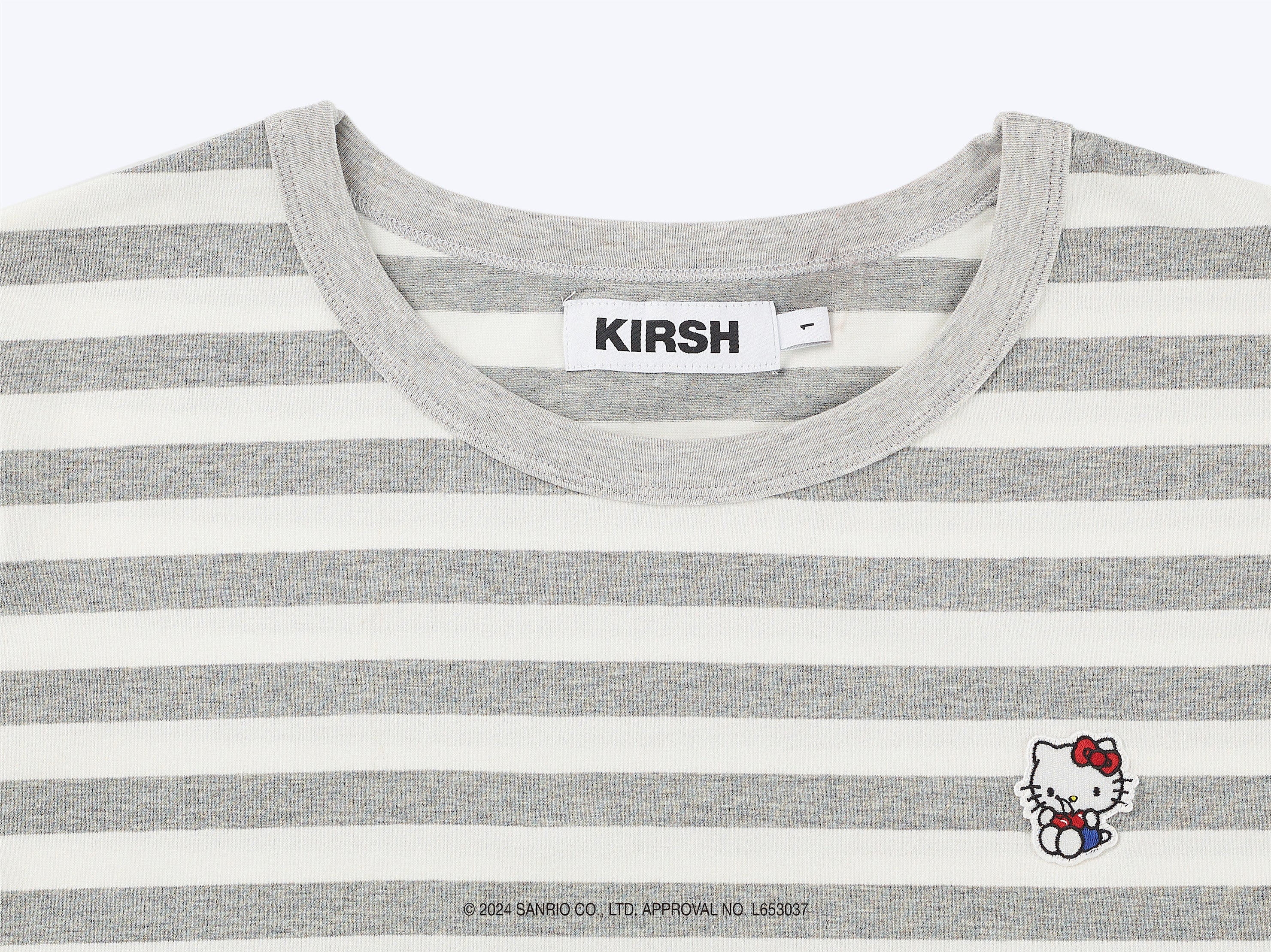 【KIRSH X HELLO KITTY】ストライプオーバーフィットTシャツ【グレー】