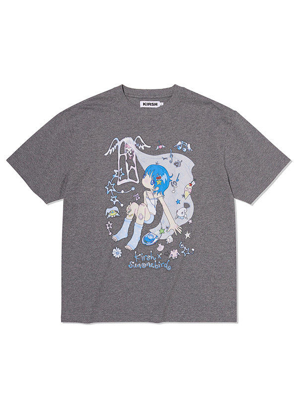 KIRSH X SUNONEBIRD メイングラフィックビックオーバーサイズ Tシャツ【メランジグレー】