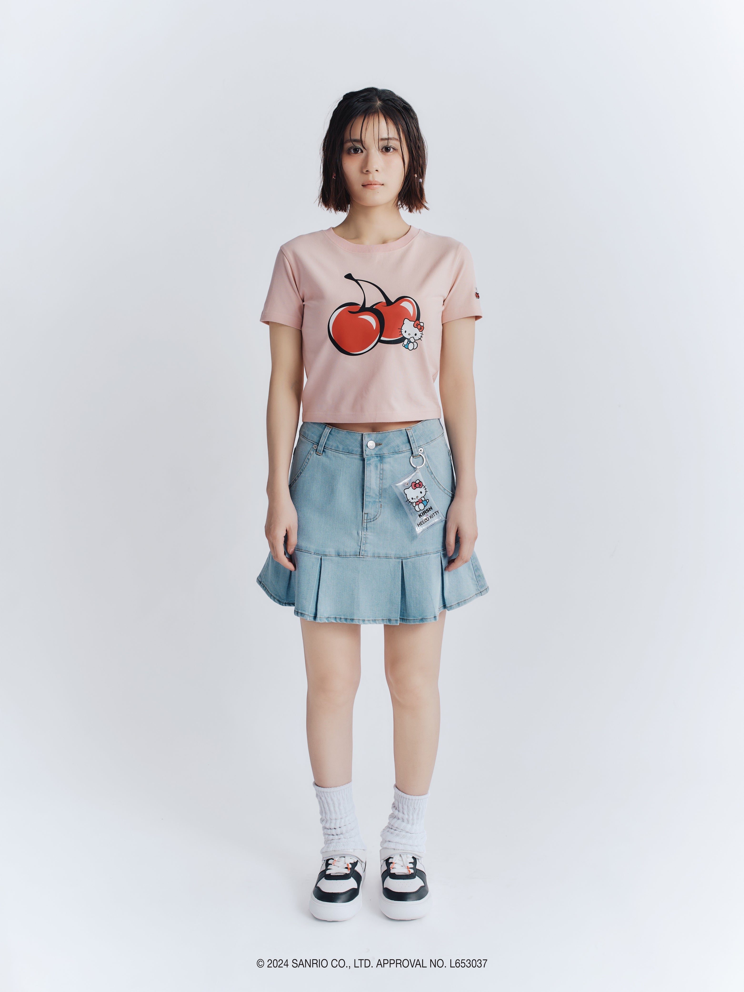 【KIRSH X HELLO KITTY】チェリークロップTシャツ【サーモン】