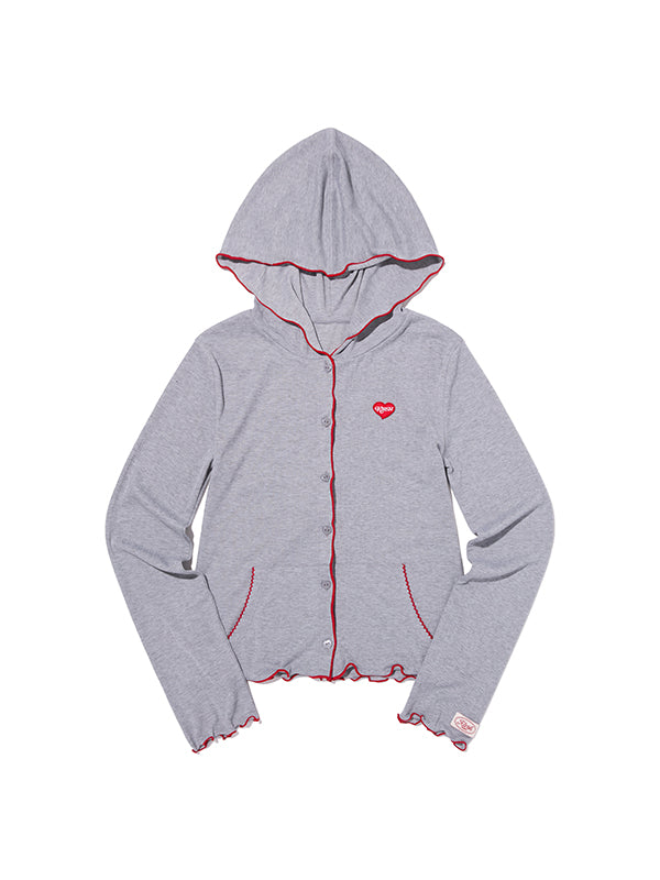 KIRSH メロウフーデッドカーディガン【メランジグレー】