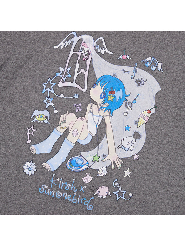 KIRSH X SUNONEBIRD メイングラフィックビックオーバーサイズ Tシャツ【ホワイト】