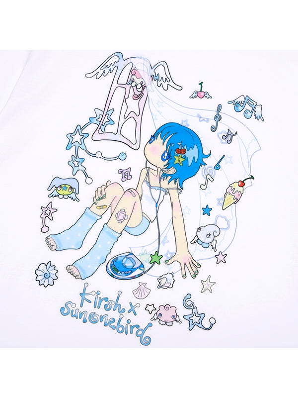 KIRSH X SUNONEBIRD メイングラフィックビックオーバーサイズ Tシャツ【ホワイト】