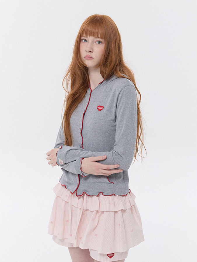 KIRSH メロウフーデッドカーディガン【メランジグレー】