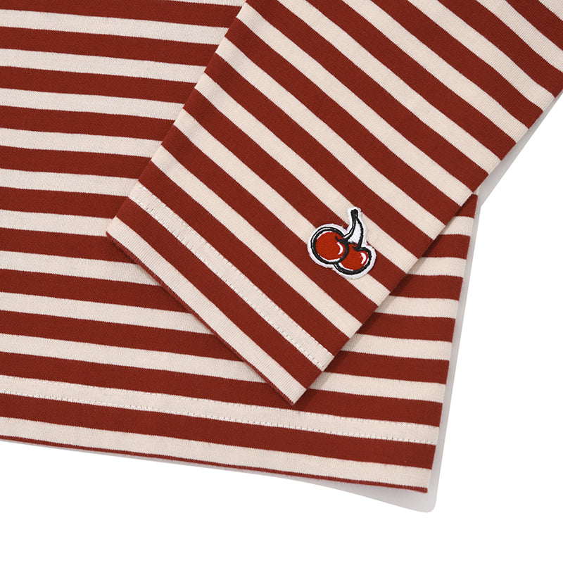 チェリーストライプロングスリーブTシャツ【レッド】