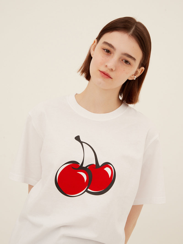 ピーちゃん OHTANISAN Tシャツ レッド ホワイト セット ビックチェリーTシャツ【ホワイト】