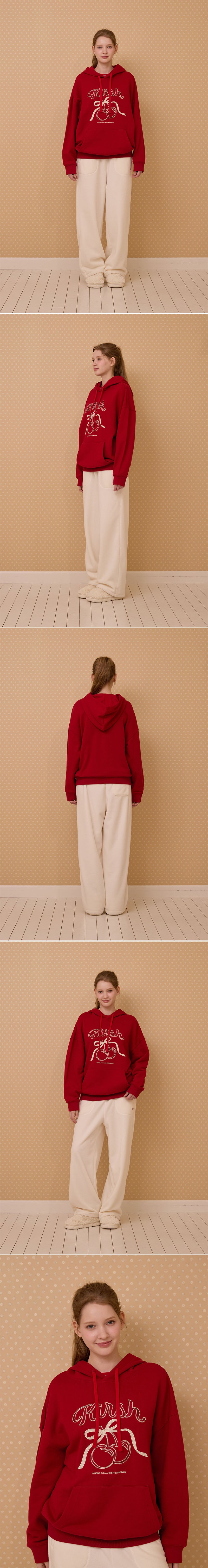 リボンアップリケルーズフィットフーディ【レッド】