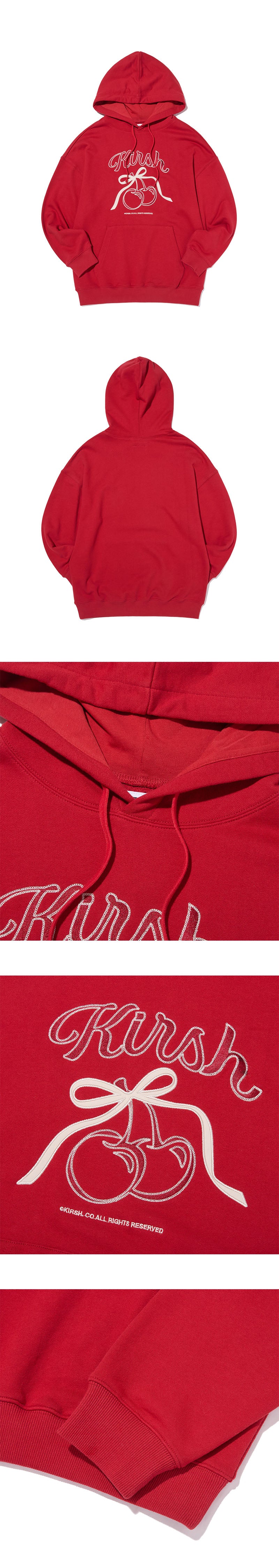 リボンアップリケルーズフィットフーディ【レッド】