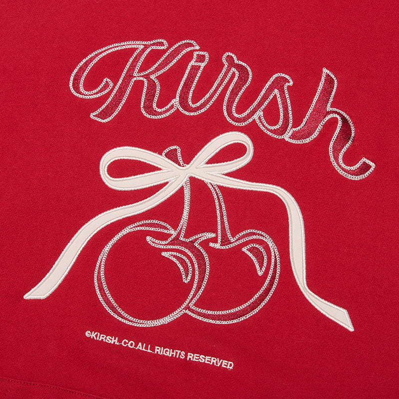 リボンアップリケルーズフィットフーディ【レッド】