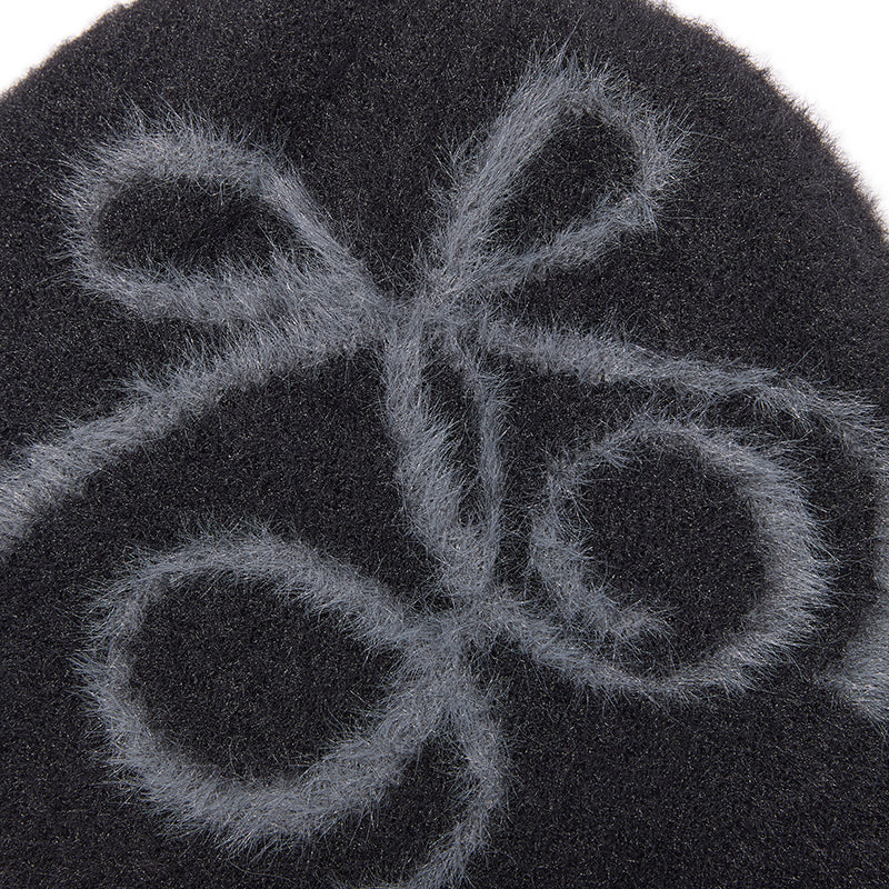 リボンチェリーモヘアビーニー【ブラック】