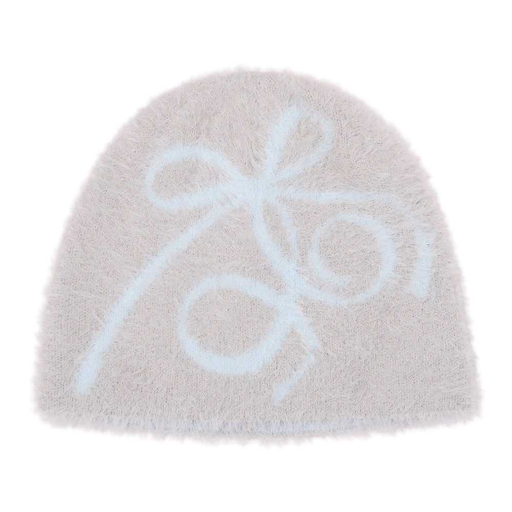 リボンチェリーモヘアビーニー【ダークグレー】