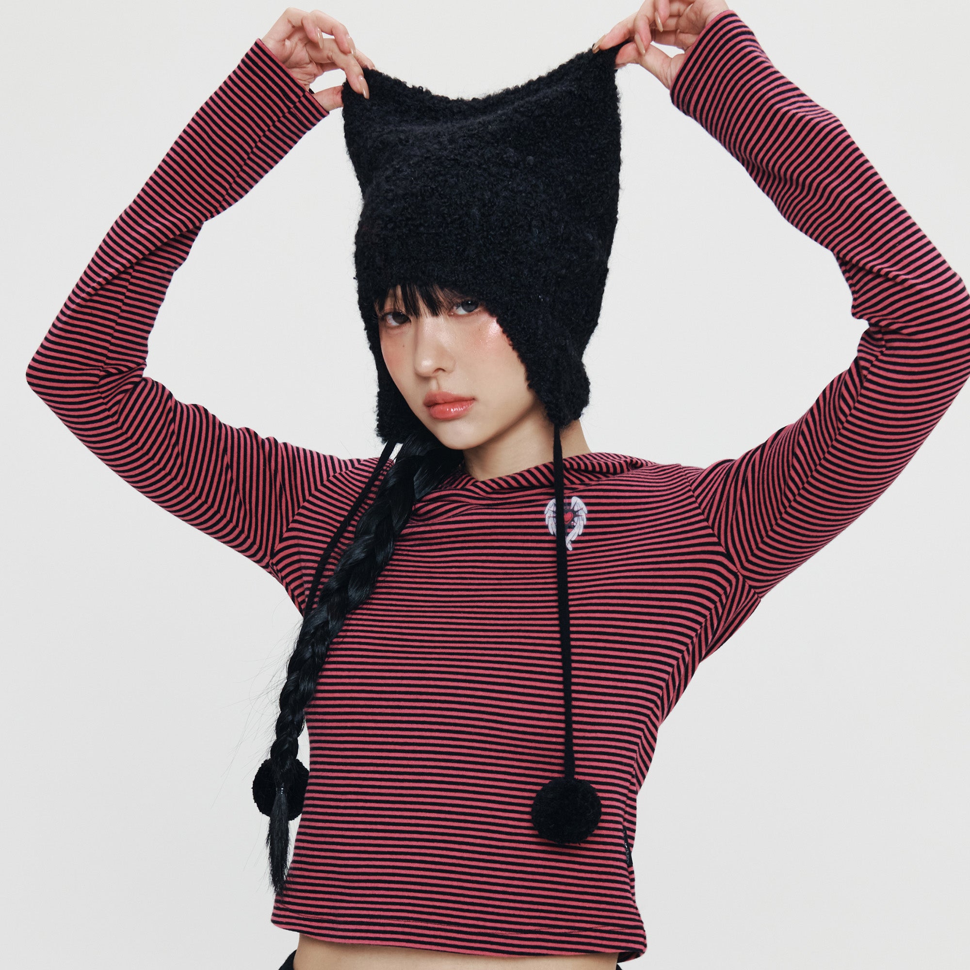 KIRSH X PYITU ポンポンニットビーニー【ブラック】