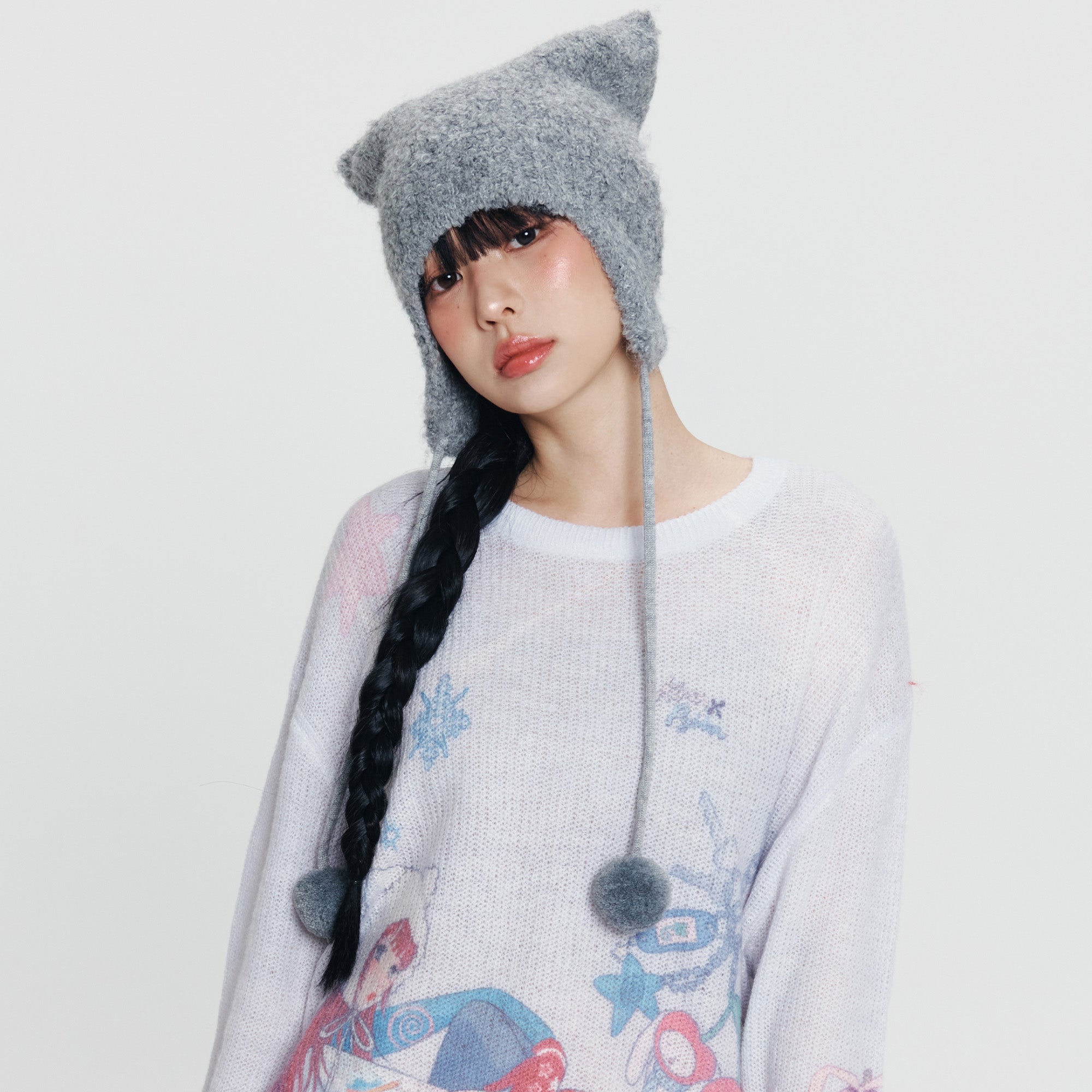 KIRSH X PYITU ポンポンニットビーニー【グレー】