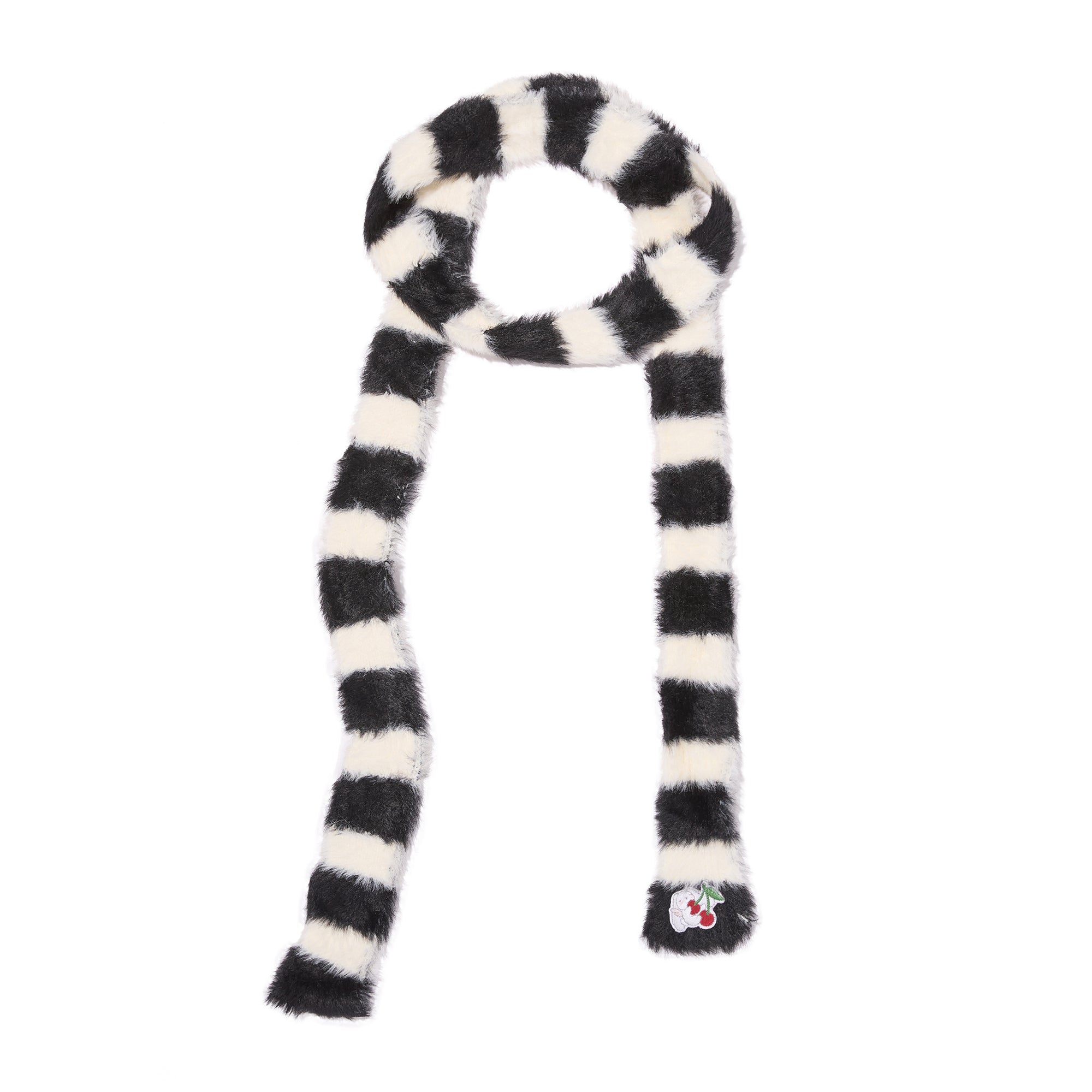 KIRSH X PYITU モヘアストライプ ミニマフラー【ホワイト】