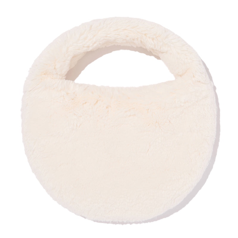 リボンエンブロイダリーヘアリーミニショルダーバッグ【アイボリー】