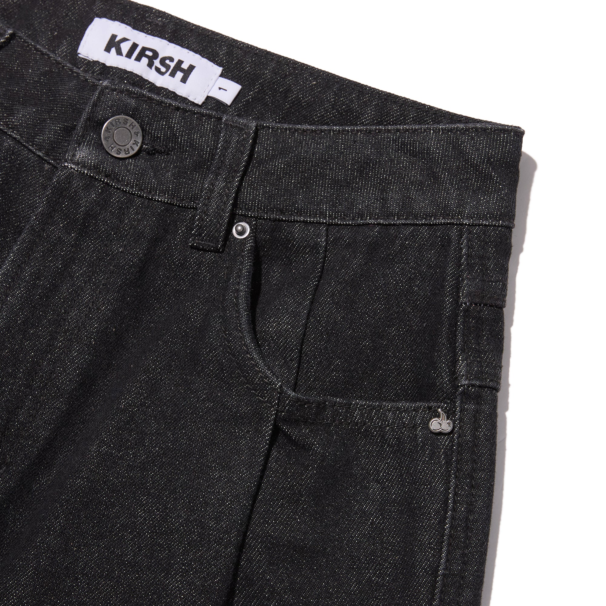 ワイドフィットピンタックナッピングデニムパンツ【ブラック】