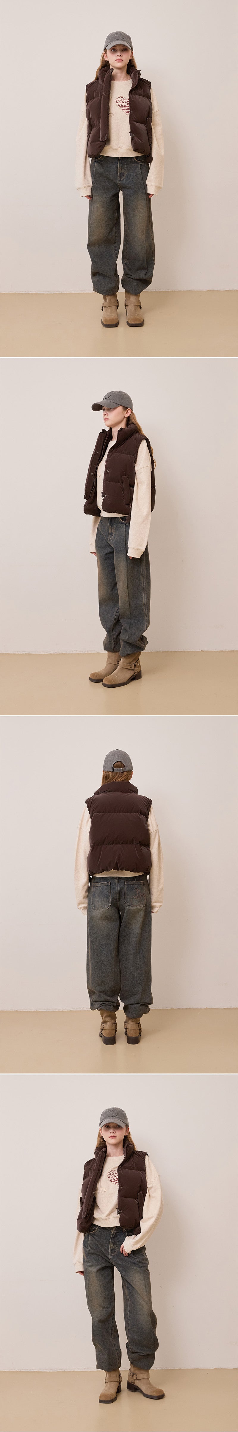 ワイドフィットピンタックナッピングデニムパンツ【ブラック】