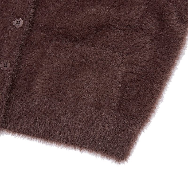 リボンチェリールーズフィットヘアリーカーディガン【アイボリー】