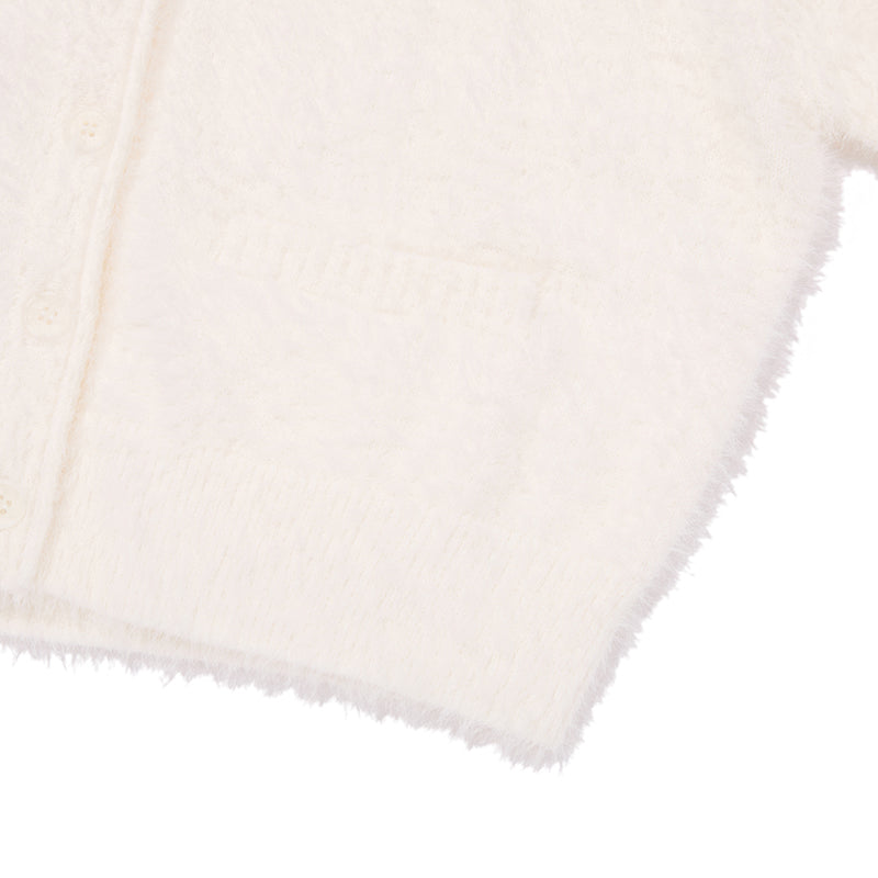 リボンチェリールーズフィットヘアリーカーディガン【アイボリー】