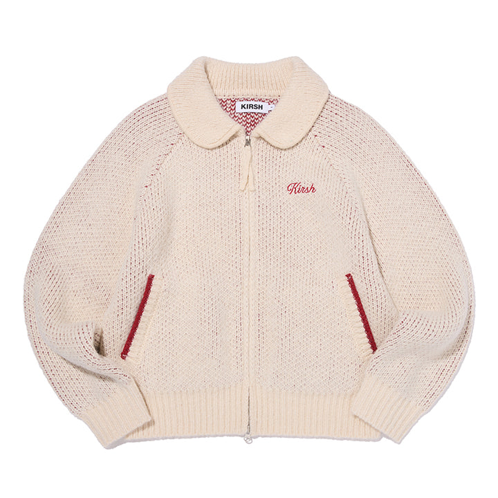 リボンチェリールーズフィットニットジップアップ【アイボリー】