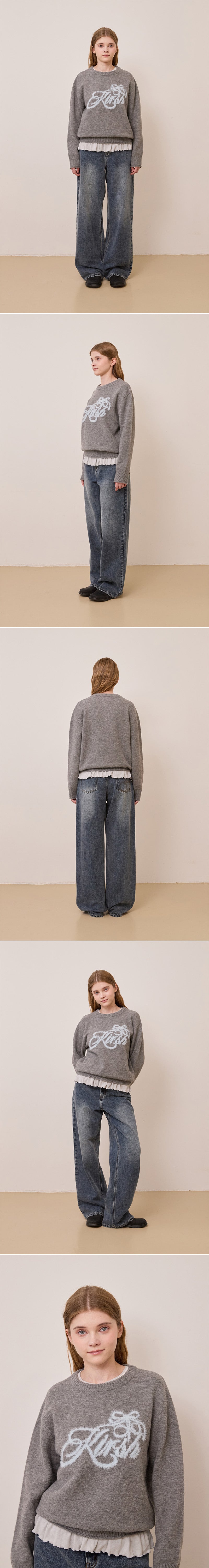 リボンチェリールーズフィットヘアリープルオーバー【アイボリー】