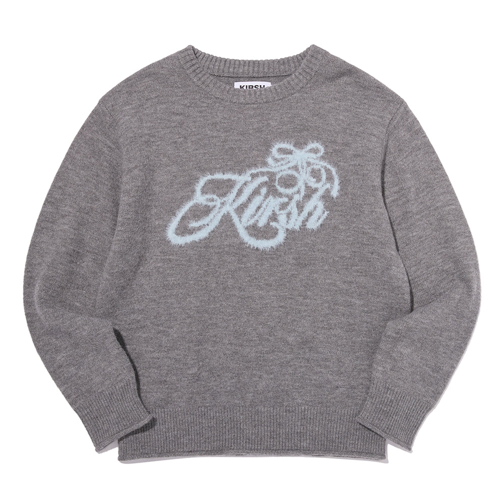 リボンチェリールーズフィットヘアリープルオーバー【チャコール】