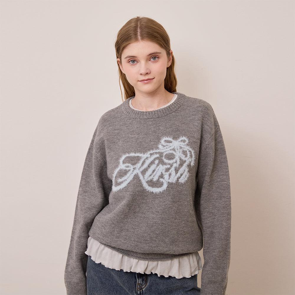 リボンチェリールーズフィットヘアリープルオーバー【チャコール】