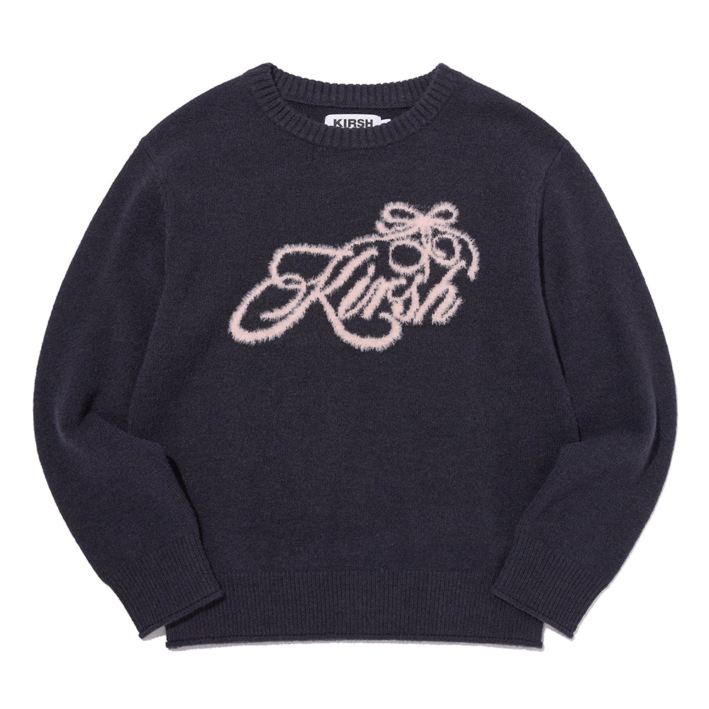 リボンチェリールーズフィットヘアリープルオーバー【ネイビー】