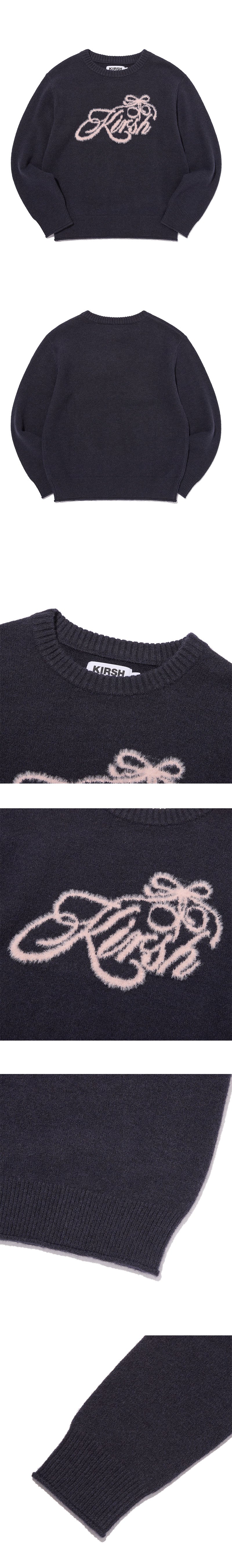 リボンチェリールーズフィットヘアリープルオーバー【チャコール】