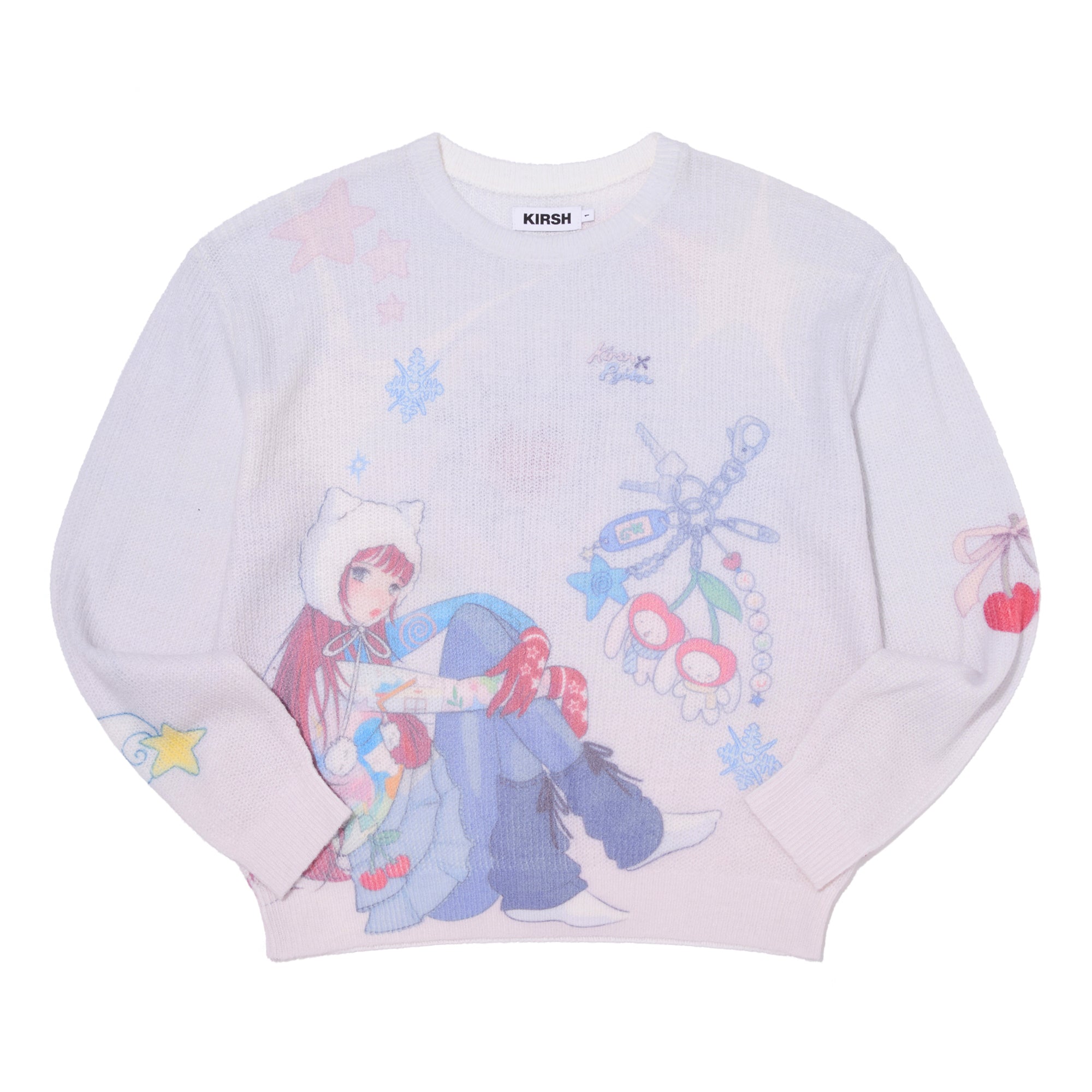 KIRSH X PYITU オールオーバーグラフィック ルーズフィットニット【ブルー】