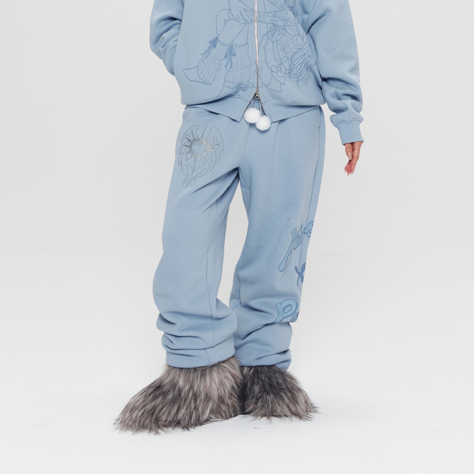 KIRSH X PYITU グラフィックルーズフィットジョガーパンツ【ブルー】