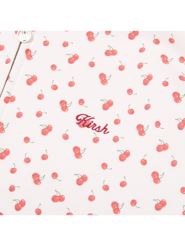 チェリーグラフィックルーズフィットジップアップフーディ【ホワイト】