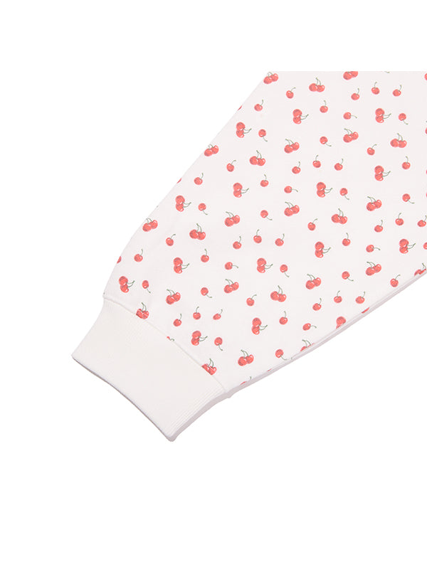 チェリーグラフィックルーズフィットジップアップフーディ【ホワイト】