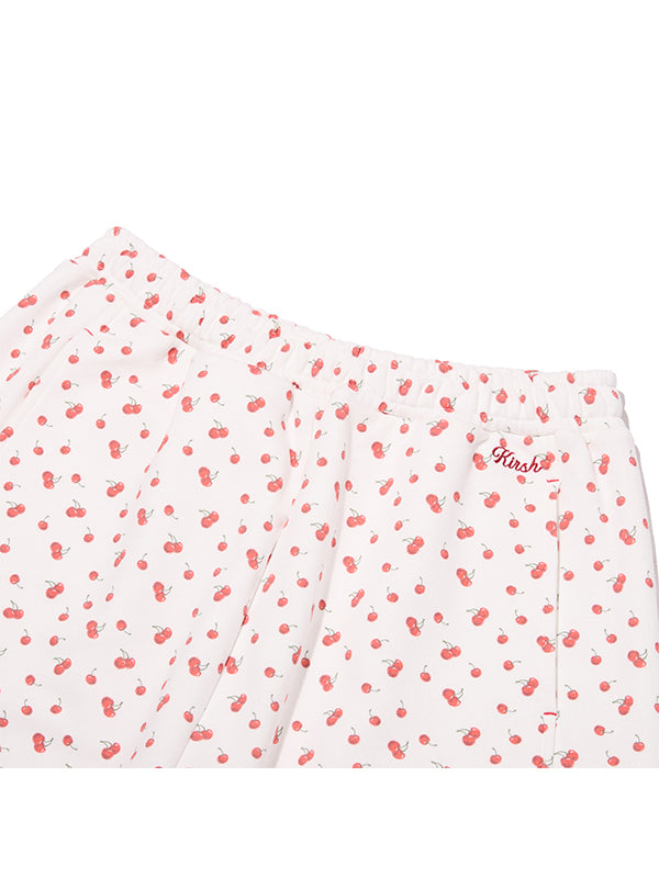 チェリーグラフィックルーズフィットスウェットパンツ【メランジグレー】