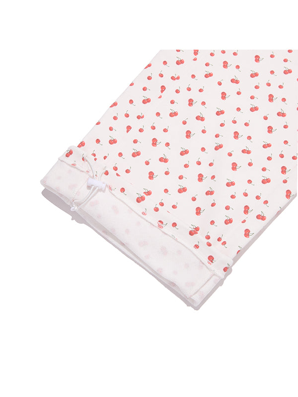 チェリーグラフィックルーズフィットスウェットパンツ【メランジグレー】