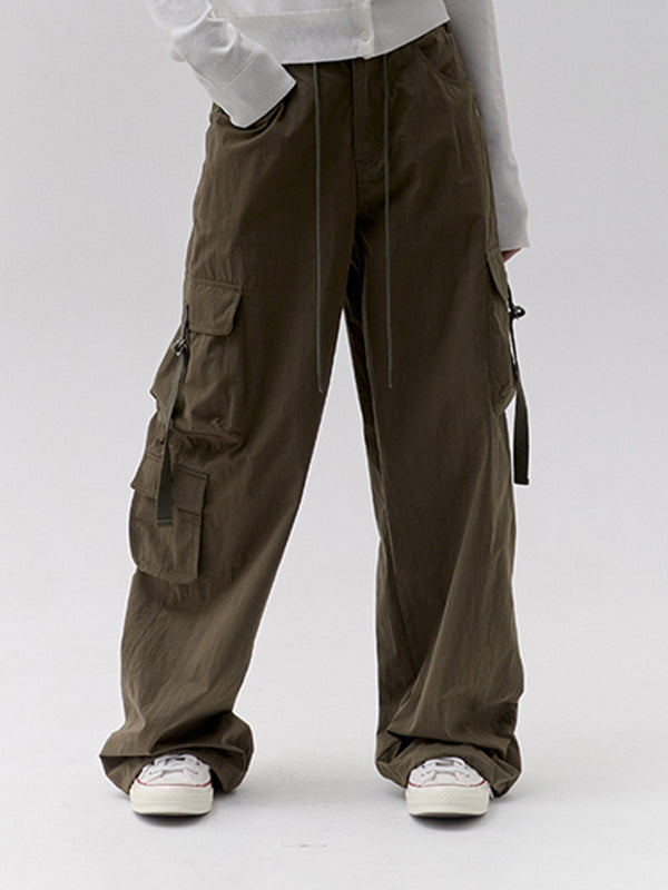 プレーンナイロンカーゴパンツ【カーキ】