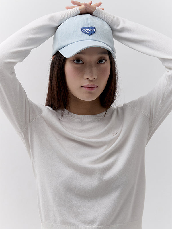 ハートパッチボールキャップ【インディゴブルー】